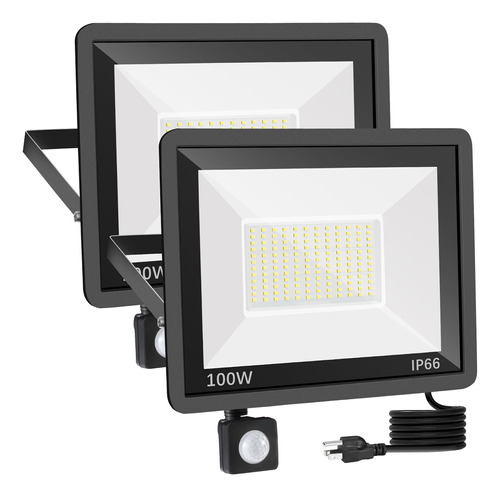 Xycn Paquete De 2 Luces Led De 100 W Con Sensor De Movimient