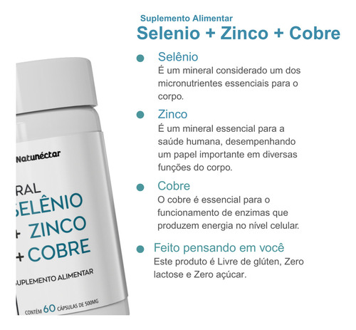 Kit 4 Potes Selênio +zinco Cobre Quelatos Suplemento 60 Cáps