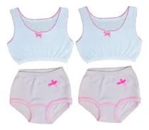 Comprar Pack 2 Pantaletas Y 2 Corpiños Algodón Ropa Interior Calzón 