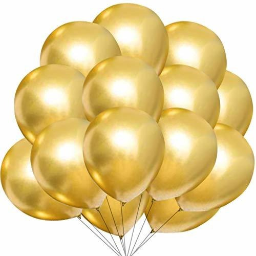 Globos De Látex Cromados Metálicos Dorados, 12 Pulgadas 50 P