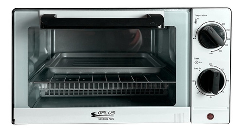 Imagen 1 de 5 de Horno De Mesa 9l Control Mecánico 110v Negro Y Blanco Gplus