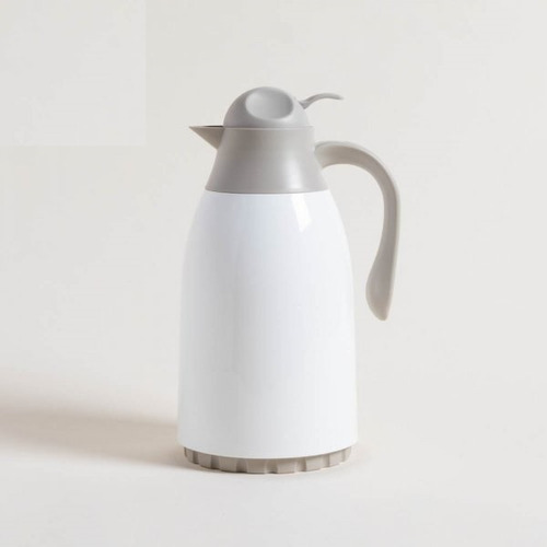 Jarra Termica Plastica Blanca Tapa Gris Ampolla Vidrio 1,3l