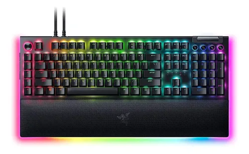 Teclado Gamer Mecânico, Razer BlackWidow V4 Pro, Switch Amarelo, Chroma RGB, Command Dial, 8 Teclas Macro, Underglow, Descanso Magnético, Nasa