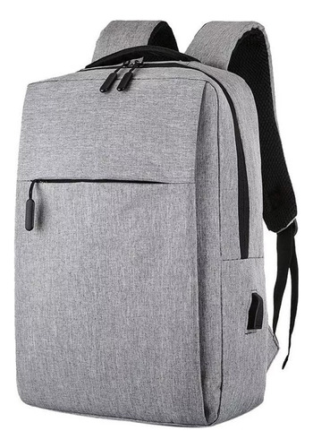 Mochila Antirrobo Cable Usb Laptop Unisex - Gris