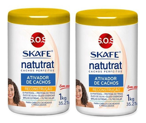 Kit 2 Und Ativador De Cachos Natutrat Sos Reconstrução 1kg