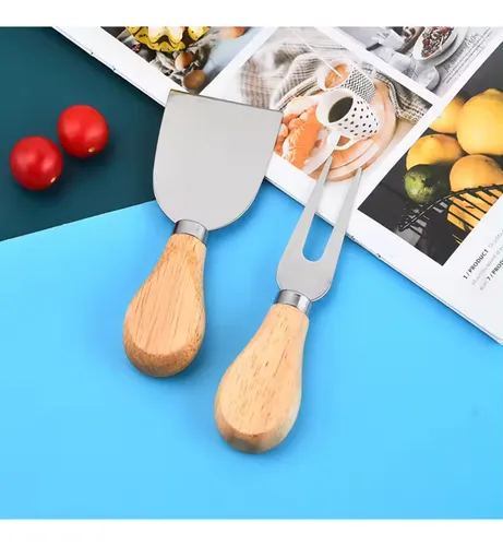Juego De Cuchillos Para Quesos Set En Acero Mango De Madera