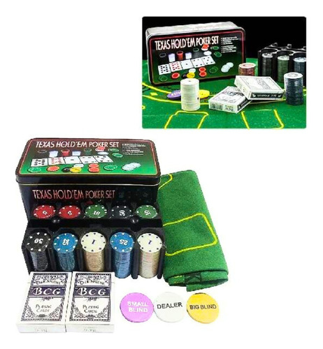 Set Juego De Póker 200 Fichas Caja De Lata Poker Set