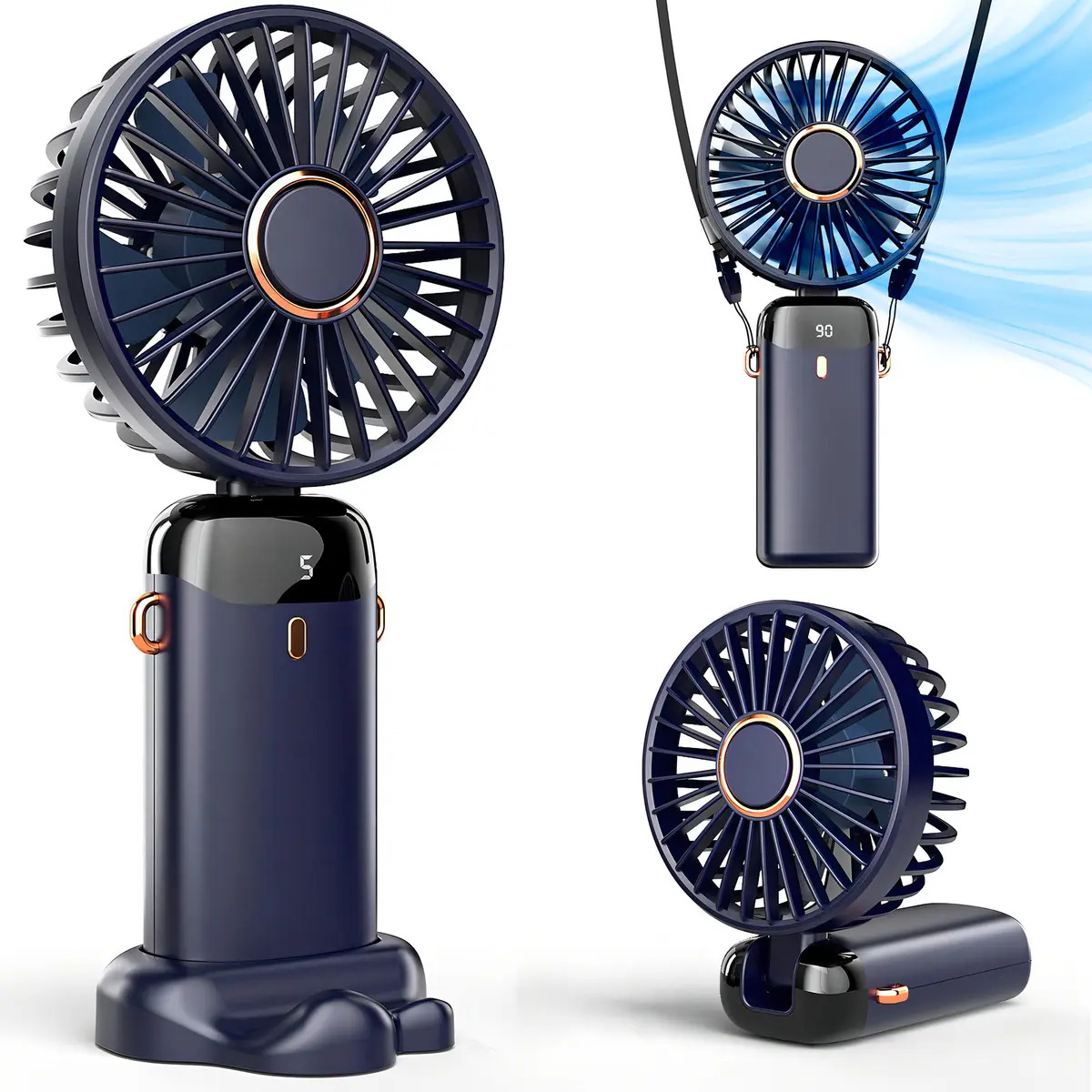 Ventilador Portátil Koonie Con Base, Recarga De 8 Horas Y 5