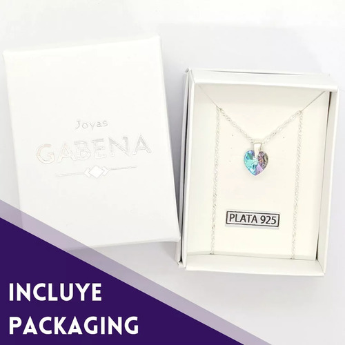 Conjunto Con Cristal Corazón 10mm Plata 925 Shimmer
