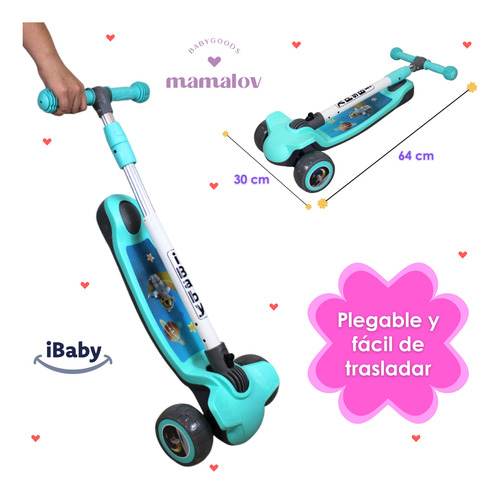 Scooter De Pie Plegable Con Música De 2 A 12 Año Ibaby Cyber