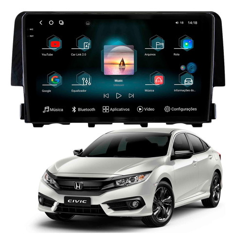 Multimídia Aikon Fóton G3 Civic 2017 A 2022 12+256gb 2k 9p