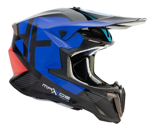 Capacete Motocross Mattos Racing Leggero Preto E Azul