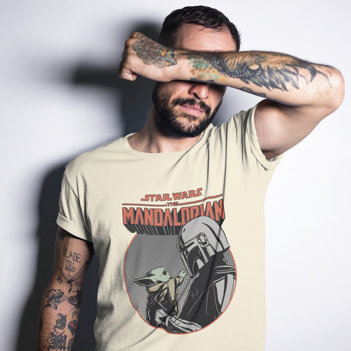 Playera Hombre Mandalorian Mando Retro Star Wars Algodon