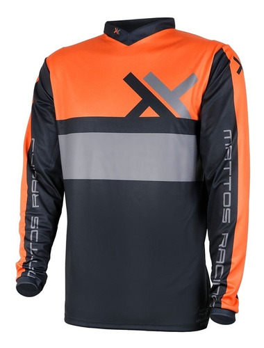 Camisa Motocross Mattos Racing Assimilate Laranja Cinza