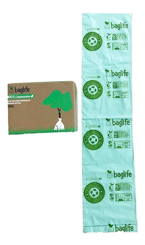 400 Bolsas Ch. 100% Compostables 43x45cm Baglife Certificada