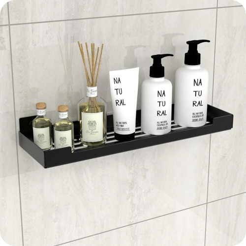 Porta Shampoo Suporte Organizador Banheiro Preto Fosco ELG