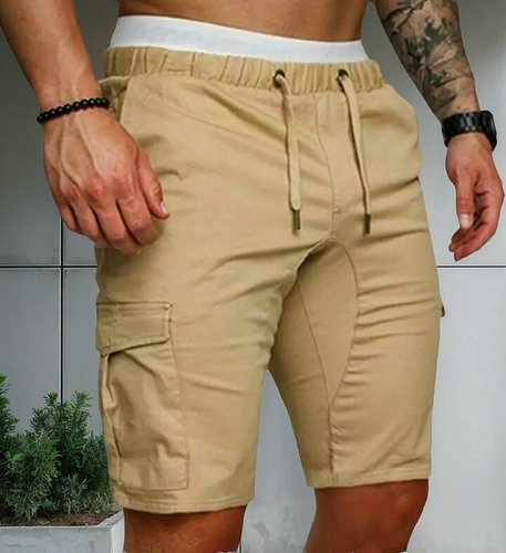 Bermuda Short Casual Playa Bolsas Cargo Gabardina 903 Str