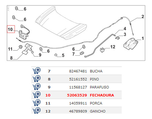 Fechadura Capo Com Sensor Fiat Cronos 1.0 6v 2025 Original