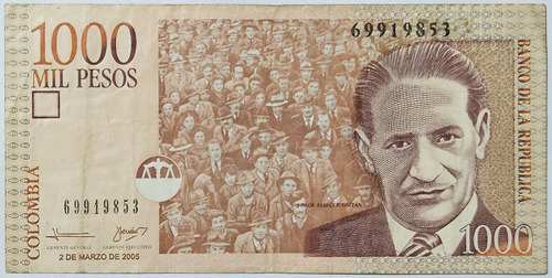 Billete 1000 Pesos 02/mar/2005 Colombia Vf-xf