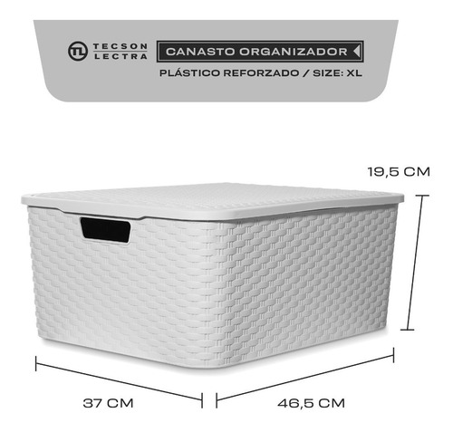 Imagen 3 de 10 de Caja Organizadora Simil Rattan Grande Xl Pack X 4 Premium