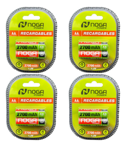 8 X Pila Aa Noga Recargable 2700mah