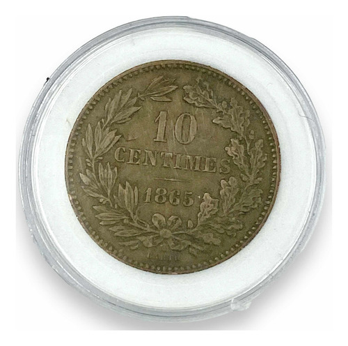 Moneda Antigua De Bronce País De Luxemburgo 10 Centimos 1865 (Usado)