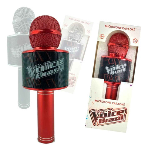 Microfone Infantil The Voice Brasil Bateria Efeitos Voz Eco Cor Vermelho