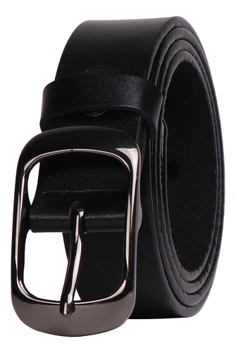 Cinturón De Cuero Negro Con Hebilla Simple De 110 Cm