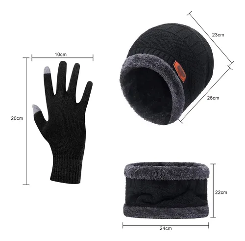 3 En 1 Gorro Invierno, Bufanda Y Guantes Para Clima Frío,