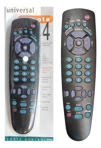 Control Universal 4 En 1 Para Tv Y Video Caseteras Vhs 