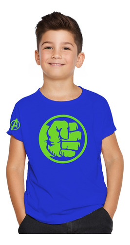 Polera Hulk Verde Fluor Avengers Superheroe Moda Niño