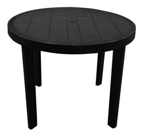 Mesa Pvc 90cm Para Patio Jardin Exterior Negra Js