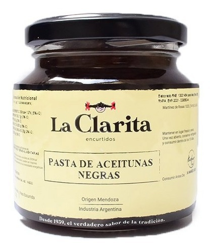 Pasta De Aceitunas Negra 200g - La Clarita (kosher)