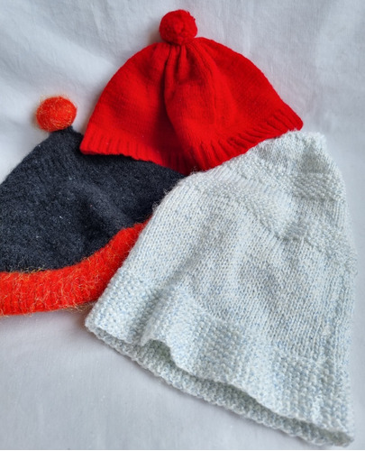 Kit Com 3 Touca De Lã Gorro De Lã Com Pompom Usado