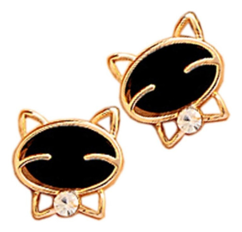 2 Pares De Aretes Para Dama Forma De Gato Negro Moda Vintage