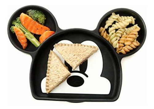 Plato Con Ventosa D Silicona Mickey Mouse Bebes Niños Disney Color Negro