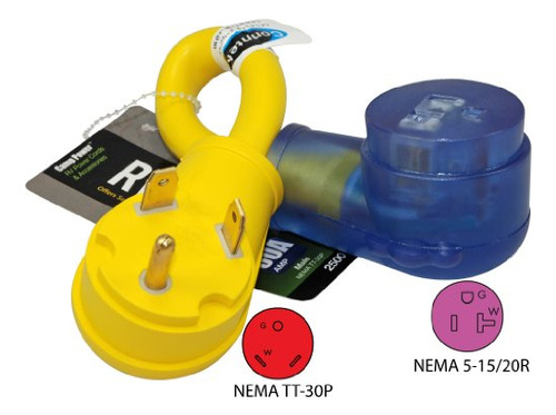 Adaptador Rv 30a A 15/20a, Amarillo Y Azul
