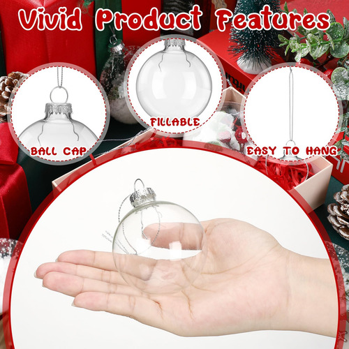 Lilador 24 Pcs Ornamentos De Bola De Vidrio Transparente Par