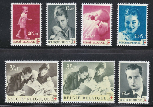 Belgica 1963 Centenario De La Cruz Roja 7 Valores Nuevos Rb