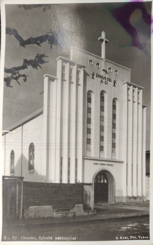 Antigua Foto Postal Iglesia Parroquial Osorno 1945 (ff134