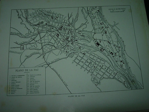 Mapa Antiguo Plano Blanco Negro La Paz Bolivia Mapas Planos