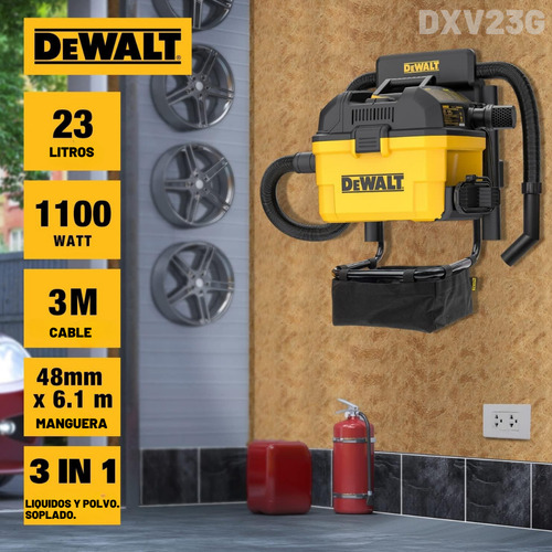 Aspiradora Dxv23g Remoto Solidos Y Liquidos 23 Lts Dewalt