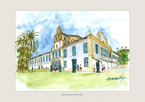 Kit 5 Gravuras De Aquarela De São Paulo 15x10 Cartão Postal