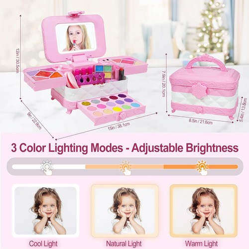 Kit De Maquillaje Para Niñas Con Espejo De Maquillaje Ilumin