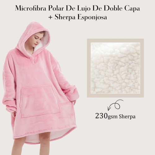 Sudadera Cobija Con Capucha Oversize, Cobija Con Mangas