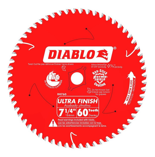 Disco Diablo Para Sierra Circular 7-1/4 60 Dientes D0760r