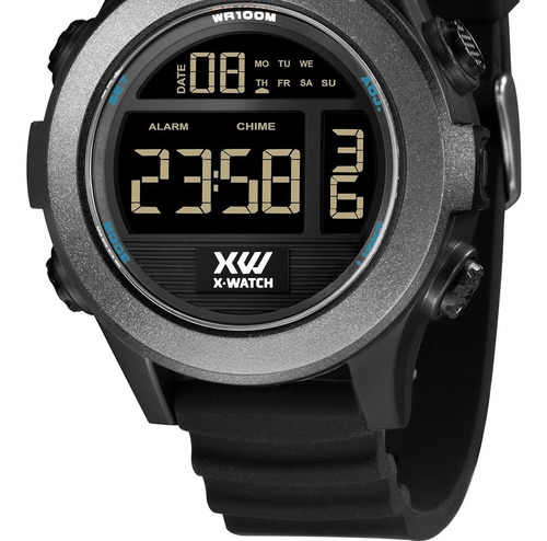 Relógio Digital Masculino X-watch Prova D'água Para Mergulho Cor da correia Preto Cor do bisel Preto Cor do fundo Preto 4