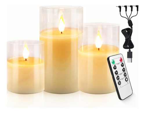 Veladoras Recargables Eléctricas Led Grandes Con Control Rem