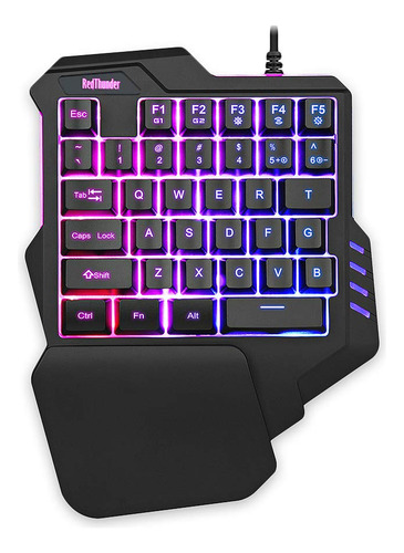 Redthunder Teclado Para Juegos Con Una Mano Rgb Retroilumina