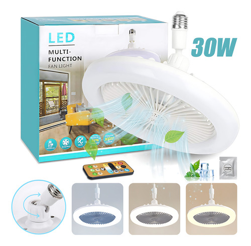 Ventilador De Techo Con Luz Foco Lampara Giratorio Con 5 Palas 26cm De Diámetro Control Remoto Con Pastilla De Fragancia